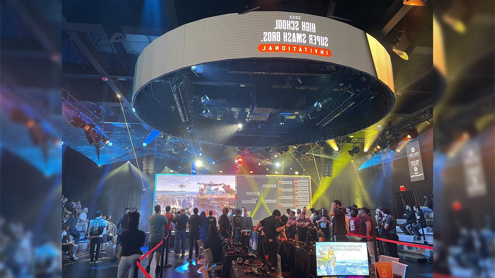 The Full Sail University Orlando Health Fortress filled with participants during a ‘Super Smash Bros.’ esports tournament.
